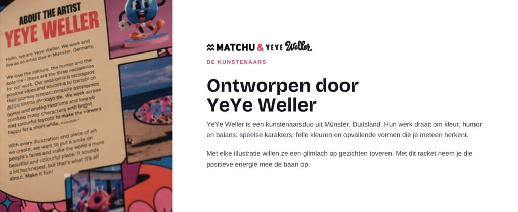 A+ content module over de kunstenaars van YeYe Weller